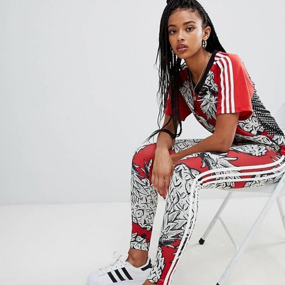 Adidas Originals X Farm Rio Three Stripe Leggings In Pineapple Print XXS